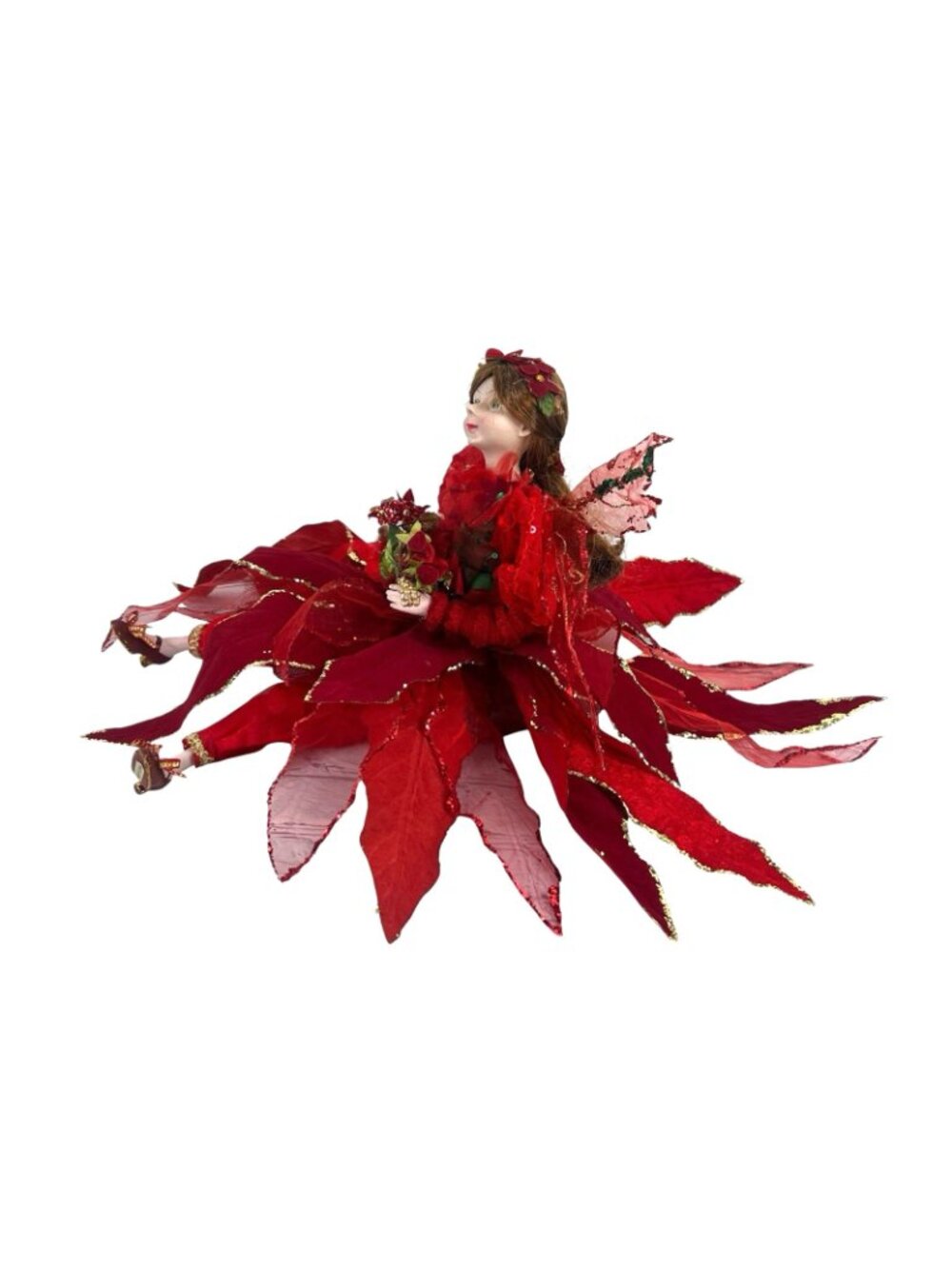 2011 Woodland Forest Fairy Pixie Elf Red Ornament Decoration Christmas Doll 15" - Picture 5 of 8
